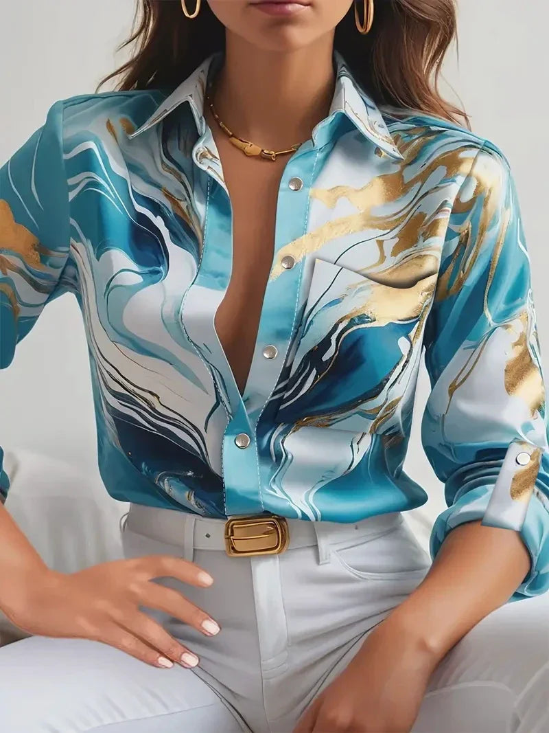 Rosgrove | Women - Shirt - Satin Fabric - Flowing Top