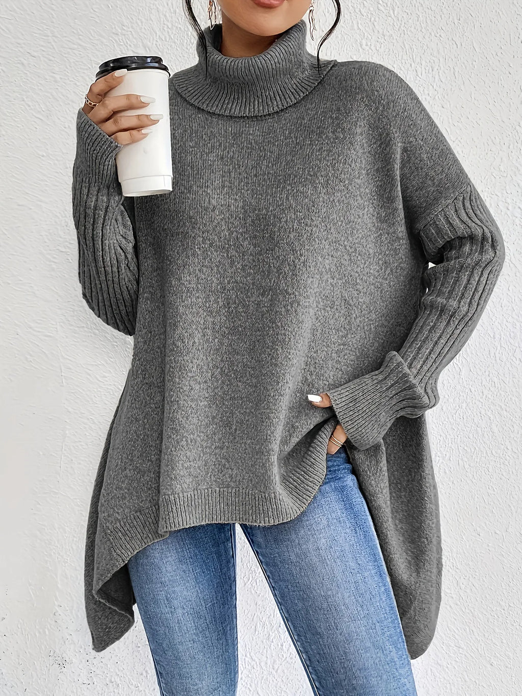Rosgrove | Women - Relaxed Fit Turtleneck Jumper - Ribbed Cuffs