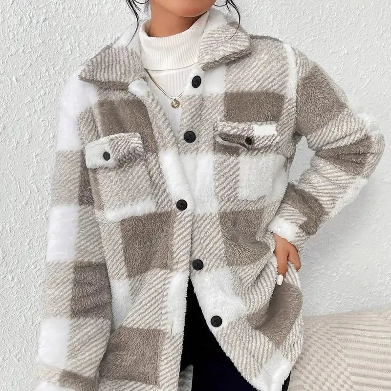 Rosgrove | Women - Checkered Fleece Jacket - Warm & Cozy