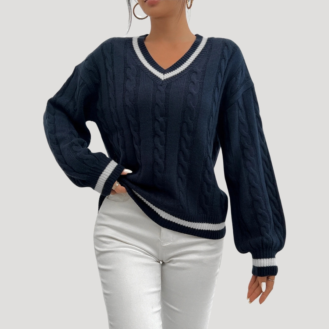 Rosgrove | Women - V-neck Cable Knit Jumper - Cozy & Stylish