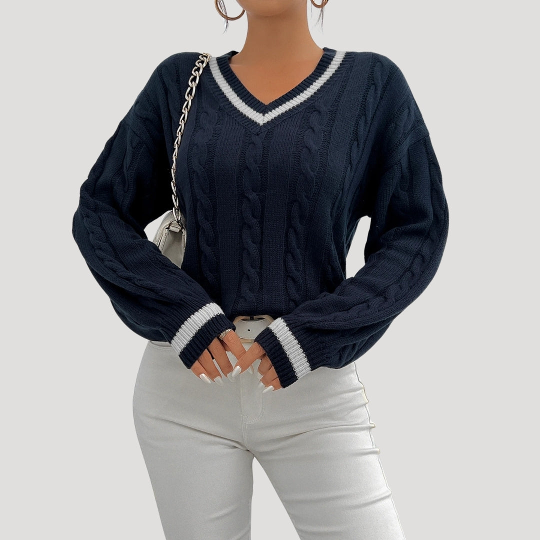 Rosgrove | Women - V-neck Cable Knit Jumper - Cozy & Stylish