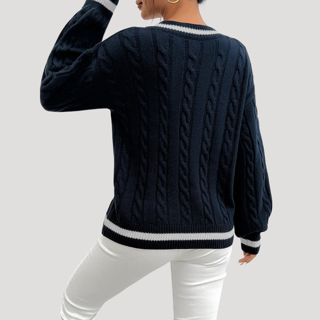 Rosgrove | Women - V-neck Cable Knit Jumper - Cozy & Stylish