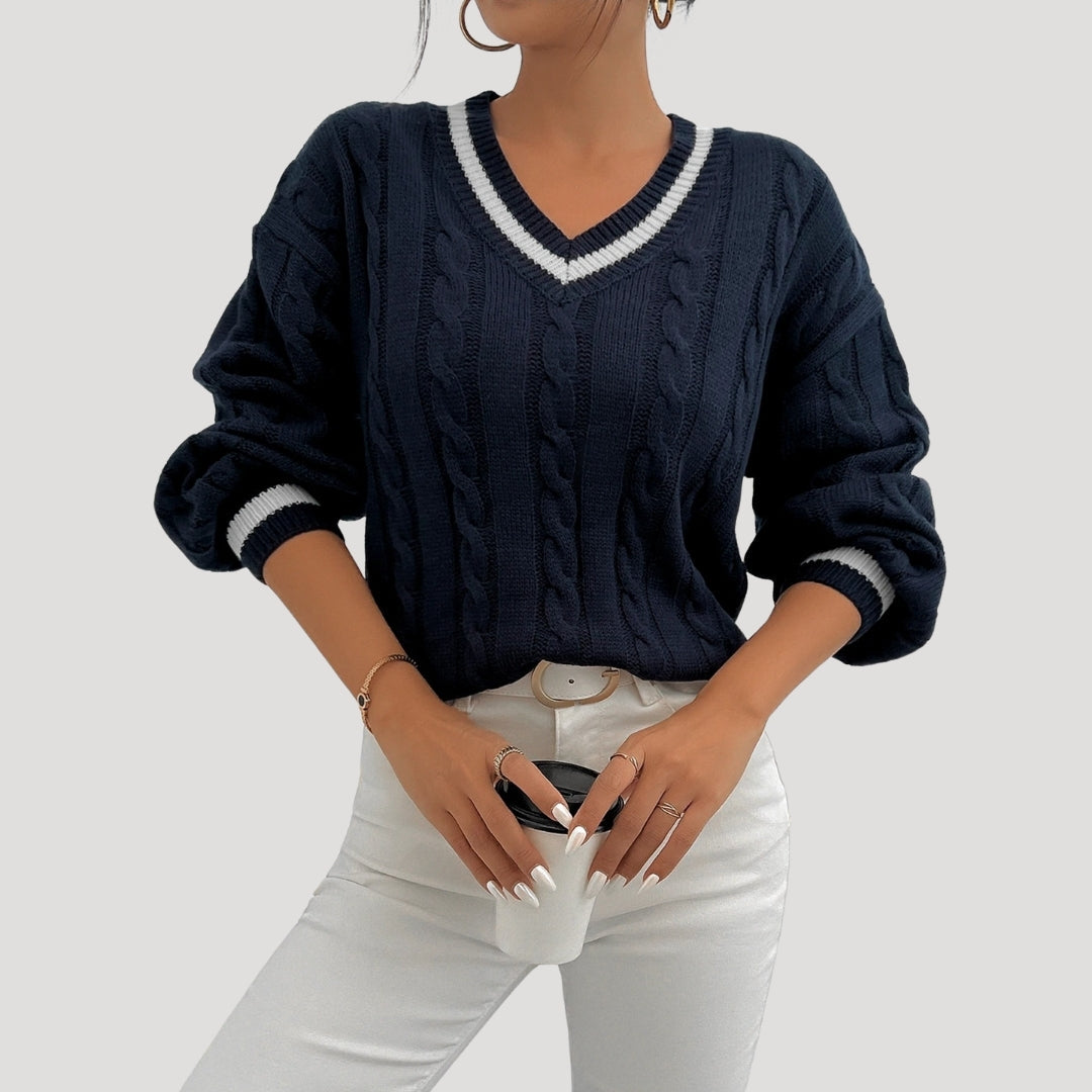 Rosgrove | Women - V-neck Cable Knit Jumper - Cozy & Stylish