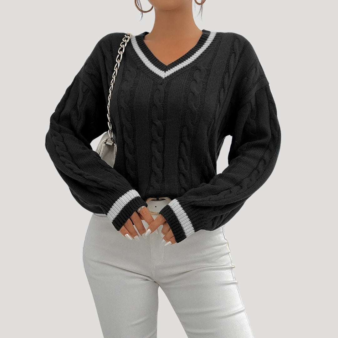 Rosgrove | Women - V-neck Cable Knit Jumper - Cozy & Stylish