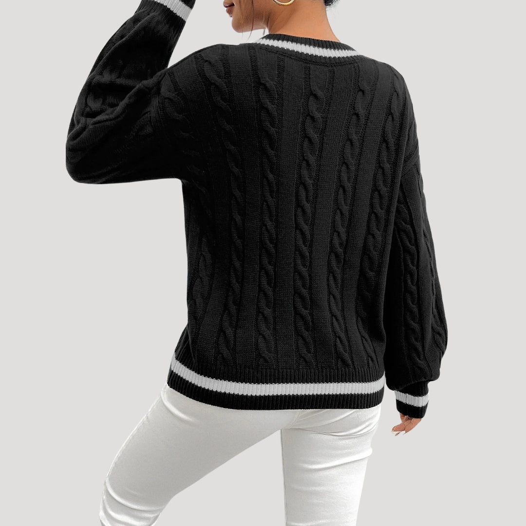 Rosgrove | Women - V-neck Cable Knit Jumper - Cozy & Stylish