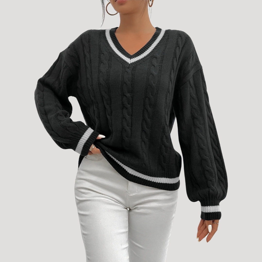 Rosgrove | Women - V-neck Cable Knit Jumper - Cozy & Stylish