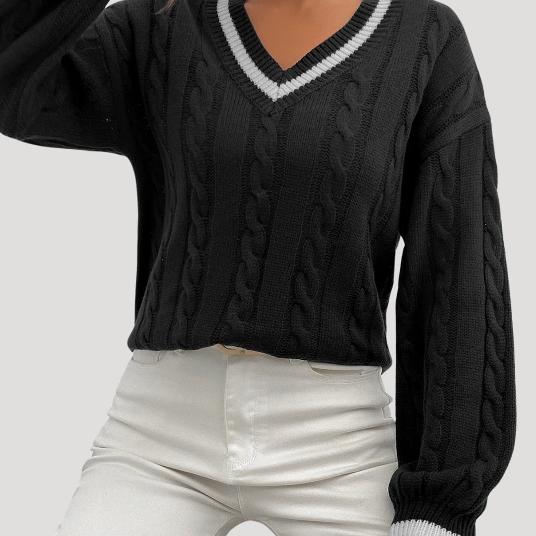 Rosgrove | Women - V-neck Cable Knit Jumper - Cozy & Stylish