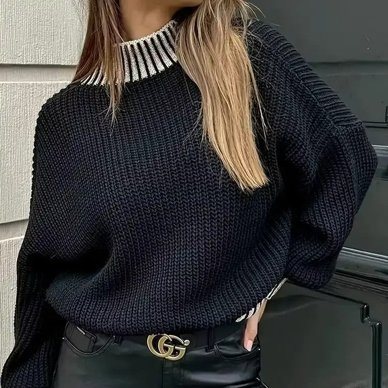 Rosgrove | Women - Ribbed Mock Neck Jumper - Cosy Knit Style