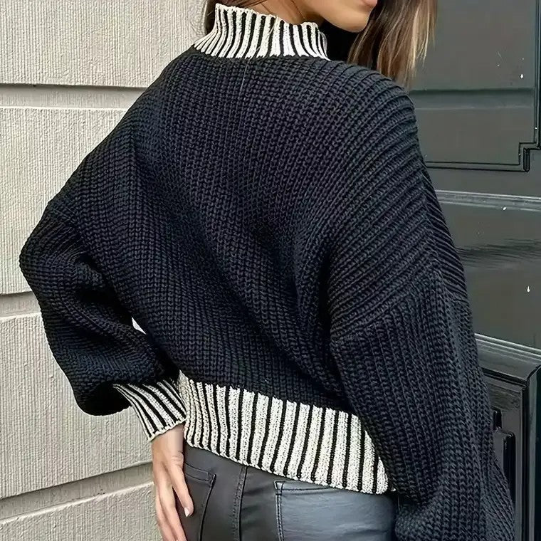 Rosgrove | Women - Ribbed Mock Neck Jumper - Cosy Knit Style