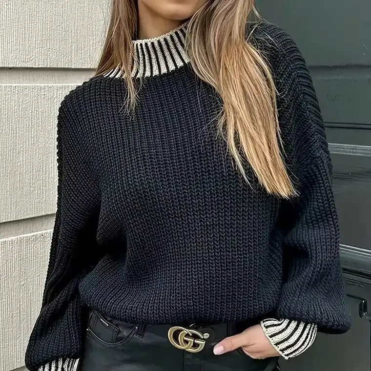 Rosgrove | Women - Ribbed Mock Neck Jumper - Cosy Knit Style