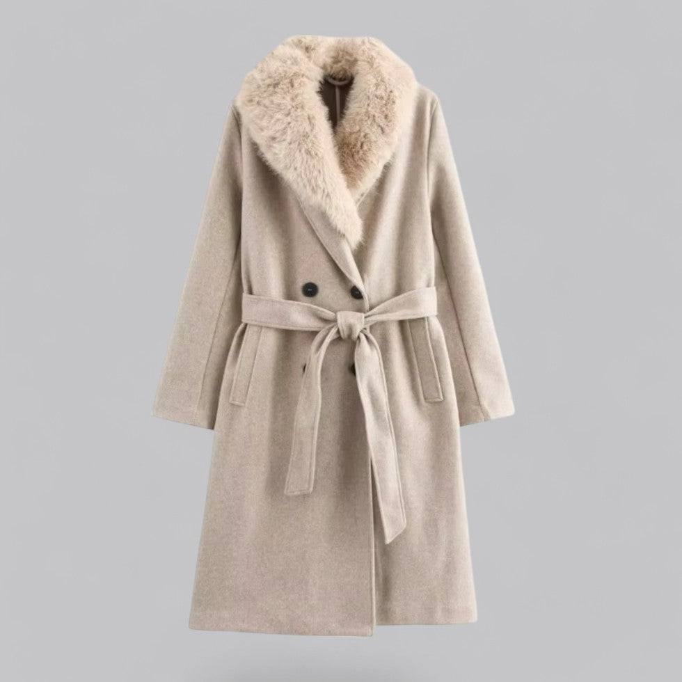 Rosgrove | Women - Beige Trench Coat - Faux Fur