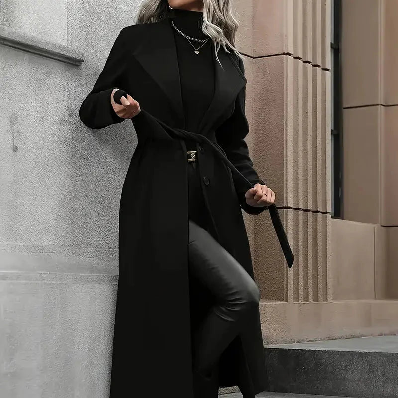 Rosgrove | Women - Long Belted Trench Coat - Tailored Fit