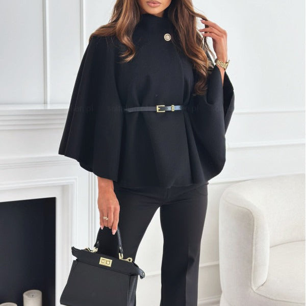 Rosgrove | Women - Elegant High Collar Cape - Wool Blend