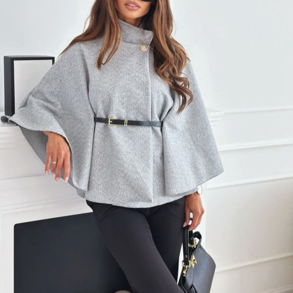 Rosgrove | Women - Elegant High Collar Cape - Wool Blend
