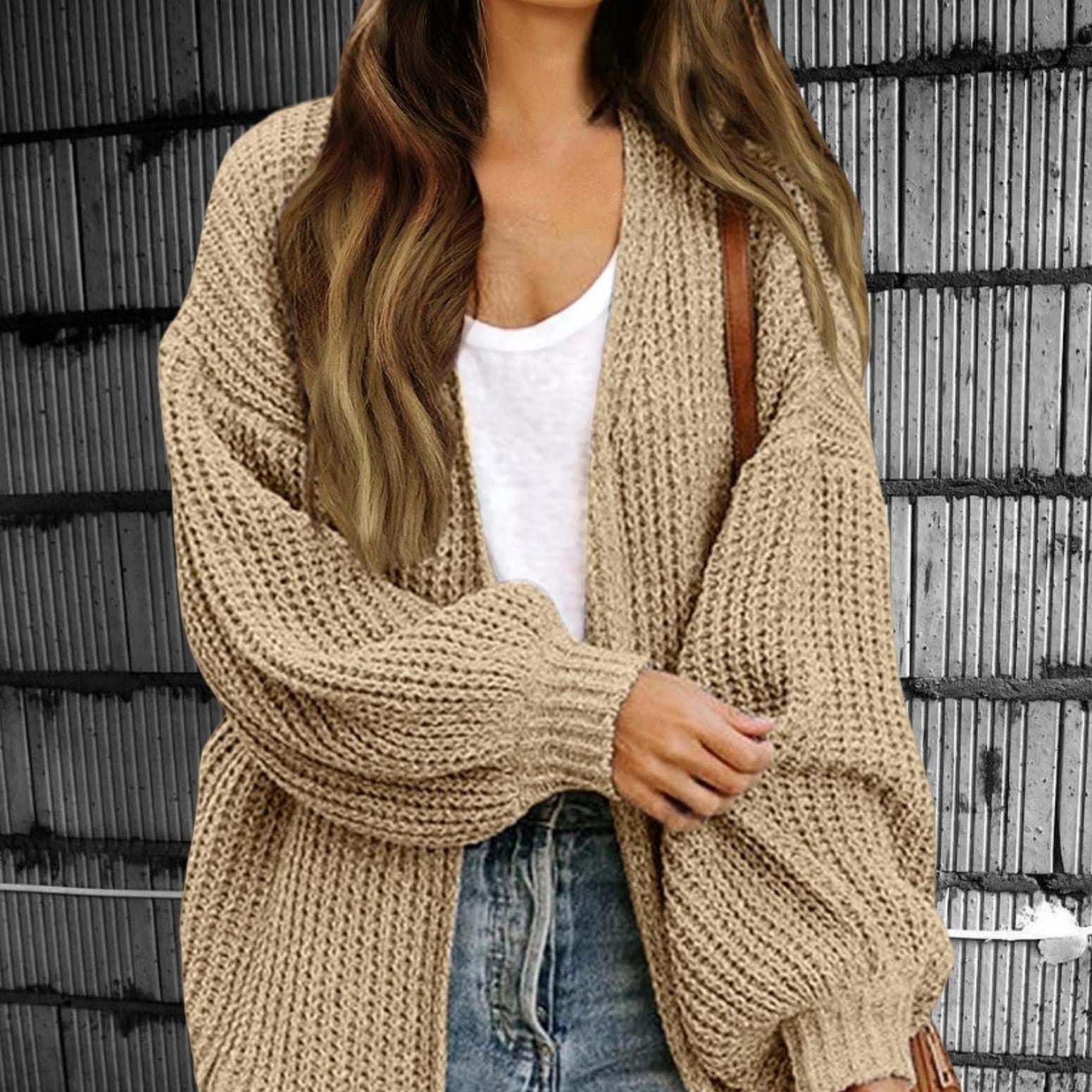 Rosgrove | Women - Chunky Knit Open Front Cardigan - Oversized Style