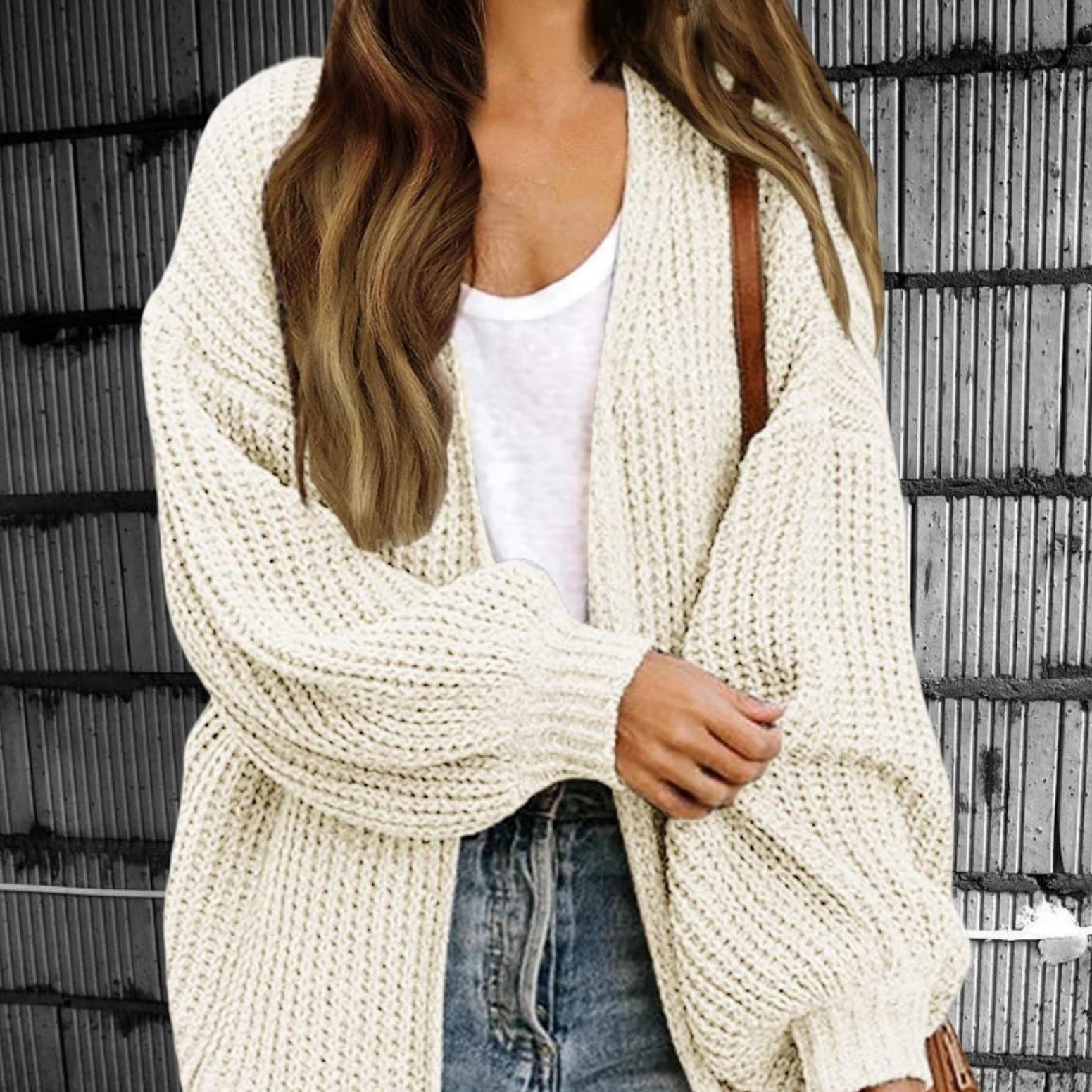 Rosgrove | Women - Chunky Knit Open Front Cardigan - Oversized Style