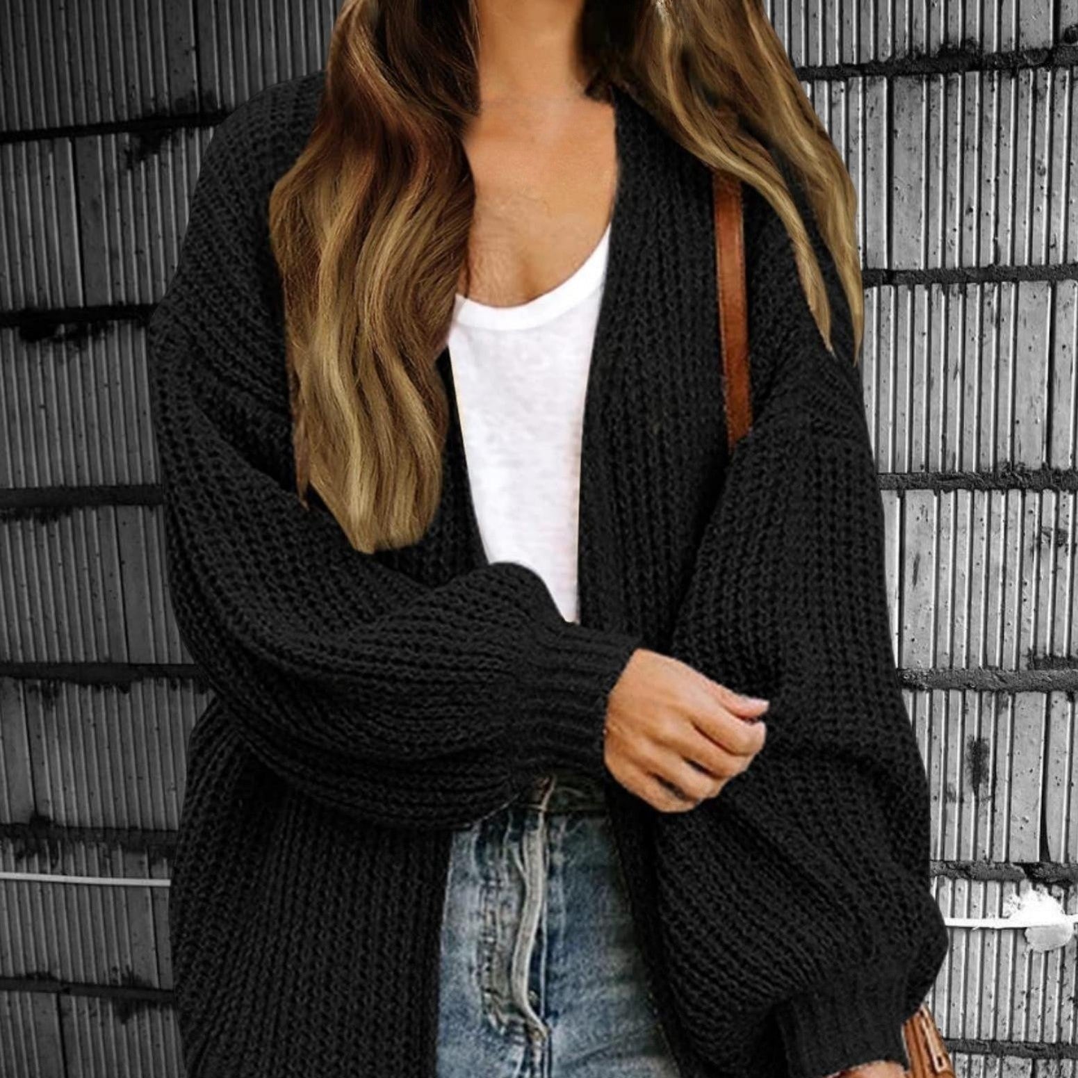 Rosgrove | Women - Chunky Knit Open Front Cardigan - Oversized Style