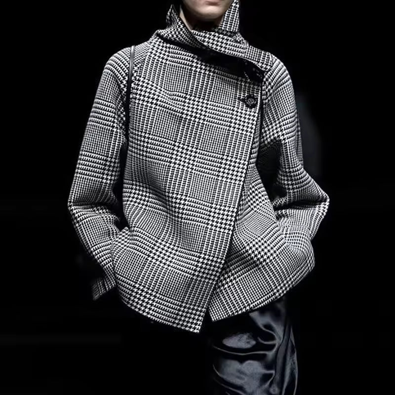 Rosgrove | Women - Wool Blend Oversized Coat - Plaid Design