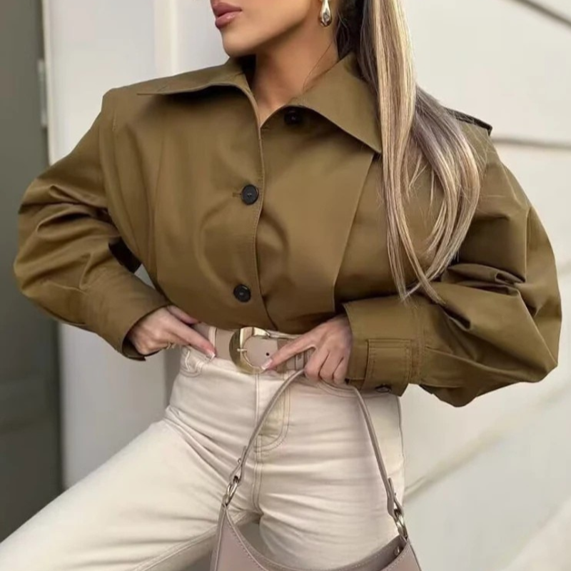 Rosgrove | Women - Relaxed Fit Cropped Jacket - Button Cuffs