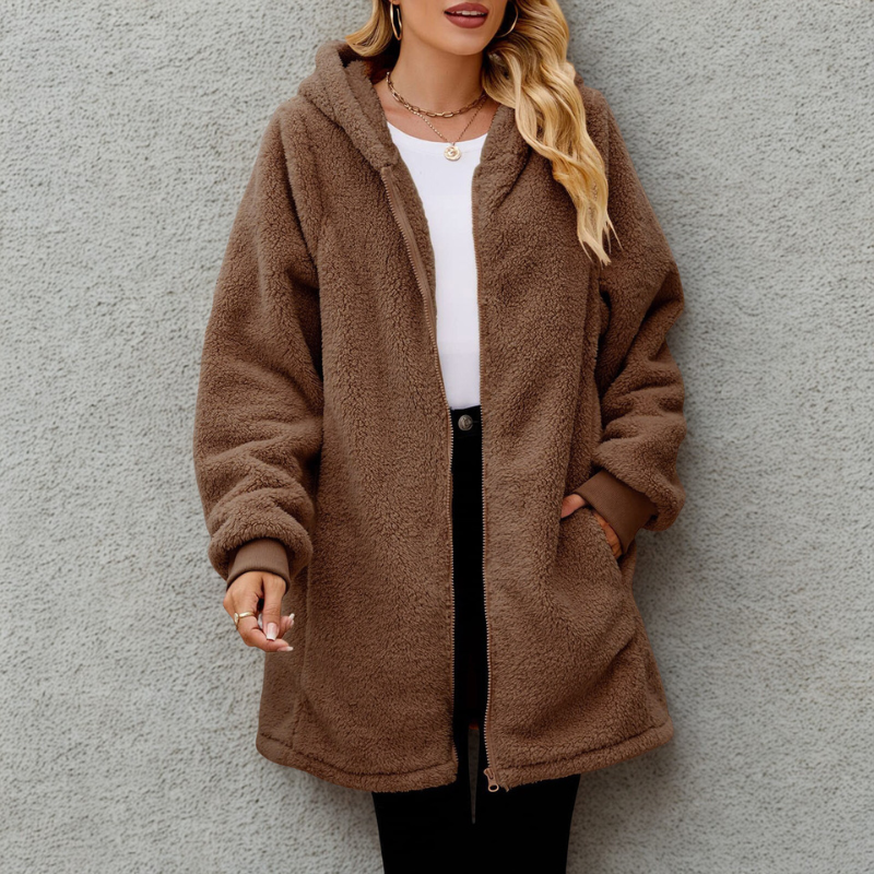 Rosgrove | Women - Plush Hooded Jacket - Oversized Fit
