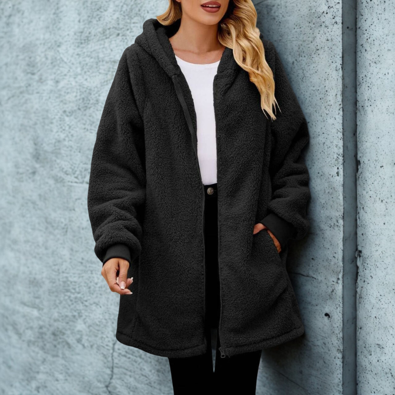 Rosgrove | Women - Plush Hooded Jacket - Oversized Fit