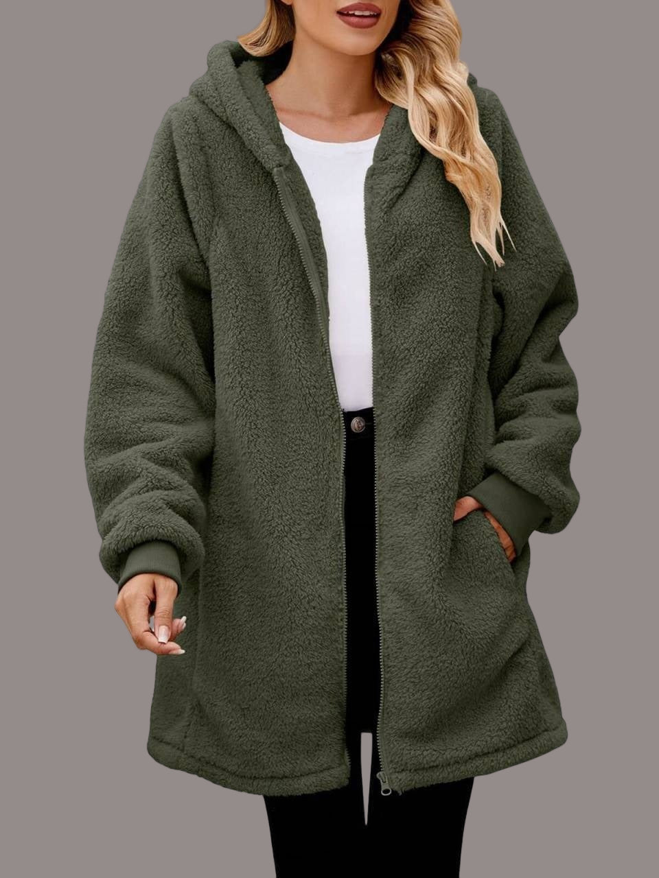 Rosgrove | Women - Plush Hooded Jacket - Oversized Fit