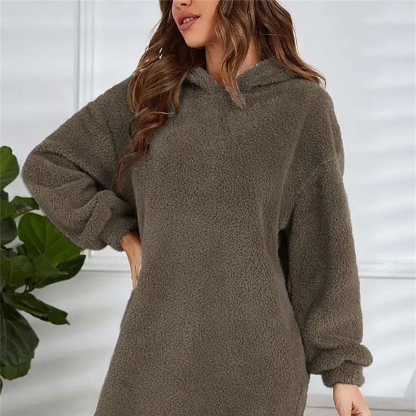 Rosgrove | Women - Soft Fleece Hoodie Dress – Oversized Fit