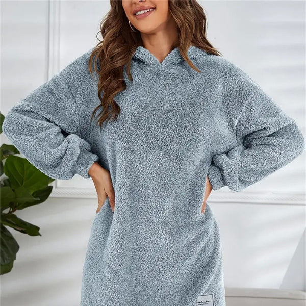 Rosgrove | Women - Soft Fleece Hoodie Dress – Oversized Fit