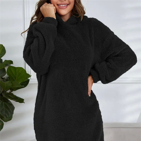 Rosgrove | Women - Soft Fleece Hoodie Dress – Oversized Fit