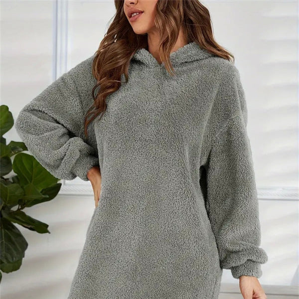 Rosgrove | Women - Soft Fleece Hoodie Dress – Oversized Fit