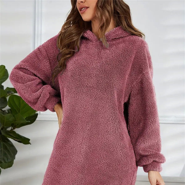 Rosgrove | Women - Soft Fleece Hoodie Dress – Oversized Fit