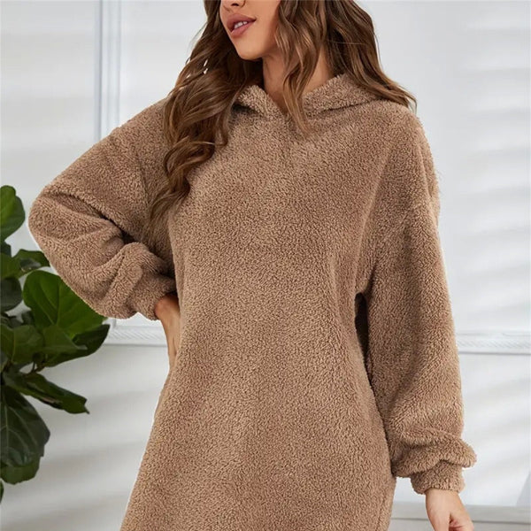 Rosgrove | Women - Soft Fleece Hoodie Dress – Oversized Fit
