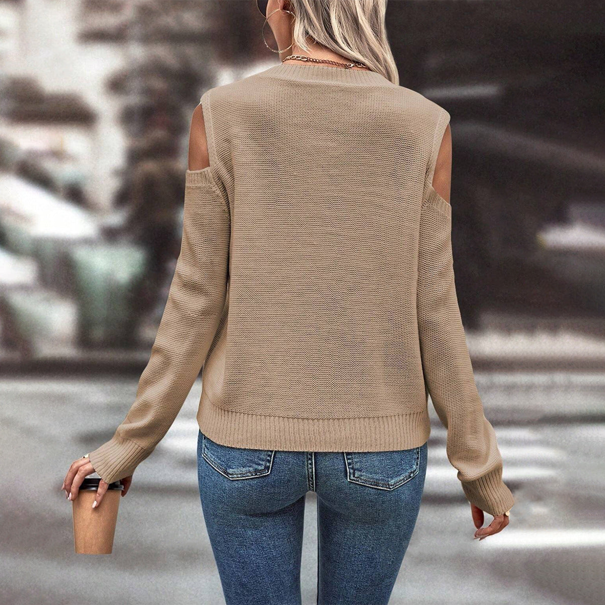 Rosgrove | Women - Loose Fit Open Shoulder Knitted Jumper - Wool Blend