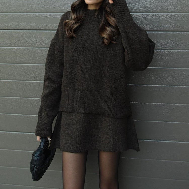 Rosgrove | Women - Knitted Sweater & Skirt Set - Long Sleeve Mini