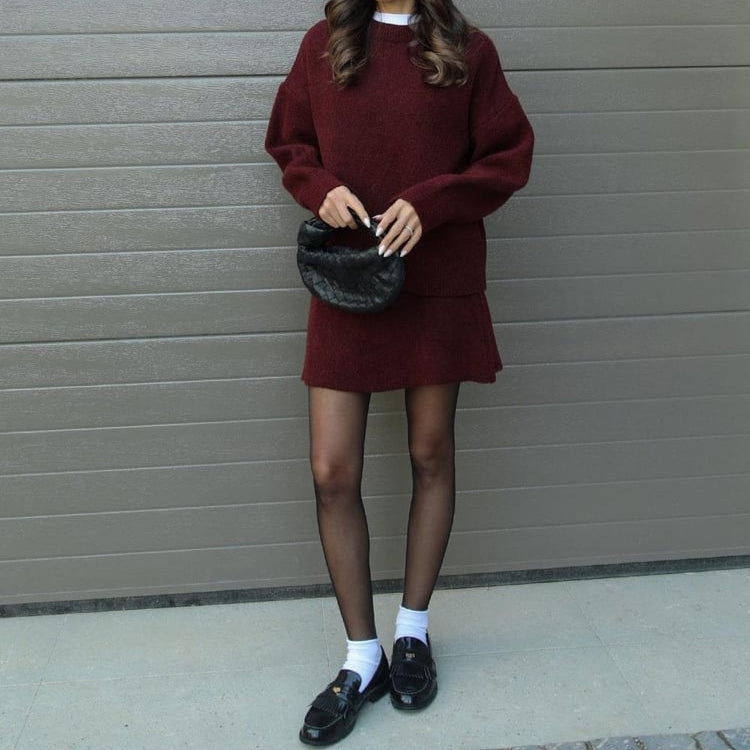Rosgrove | Women - Knitted Sweater & Skirt Set - Long Sleeve Mini