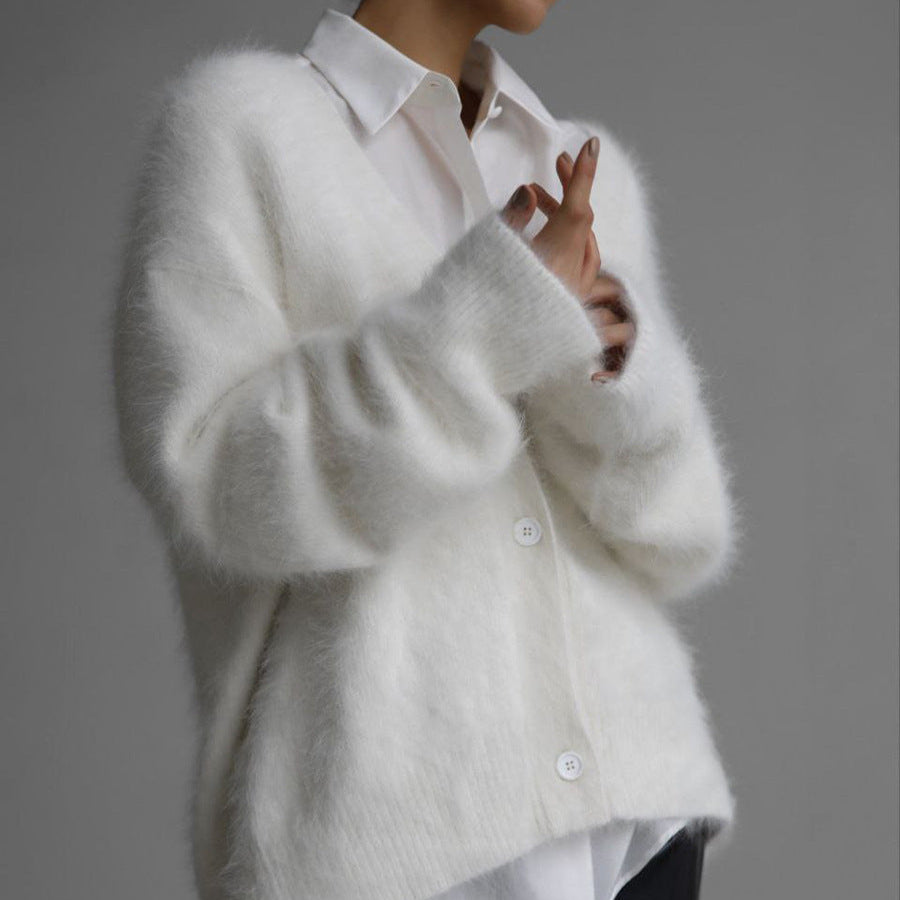 Rosgrove | Women - V-Neck Knitted Cardigan - Relaxed Fit