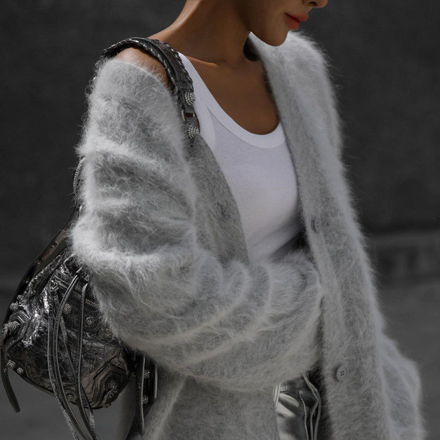 Rosgrove | Women - V-Neck Knitted Cardigan - Relaxed Fit