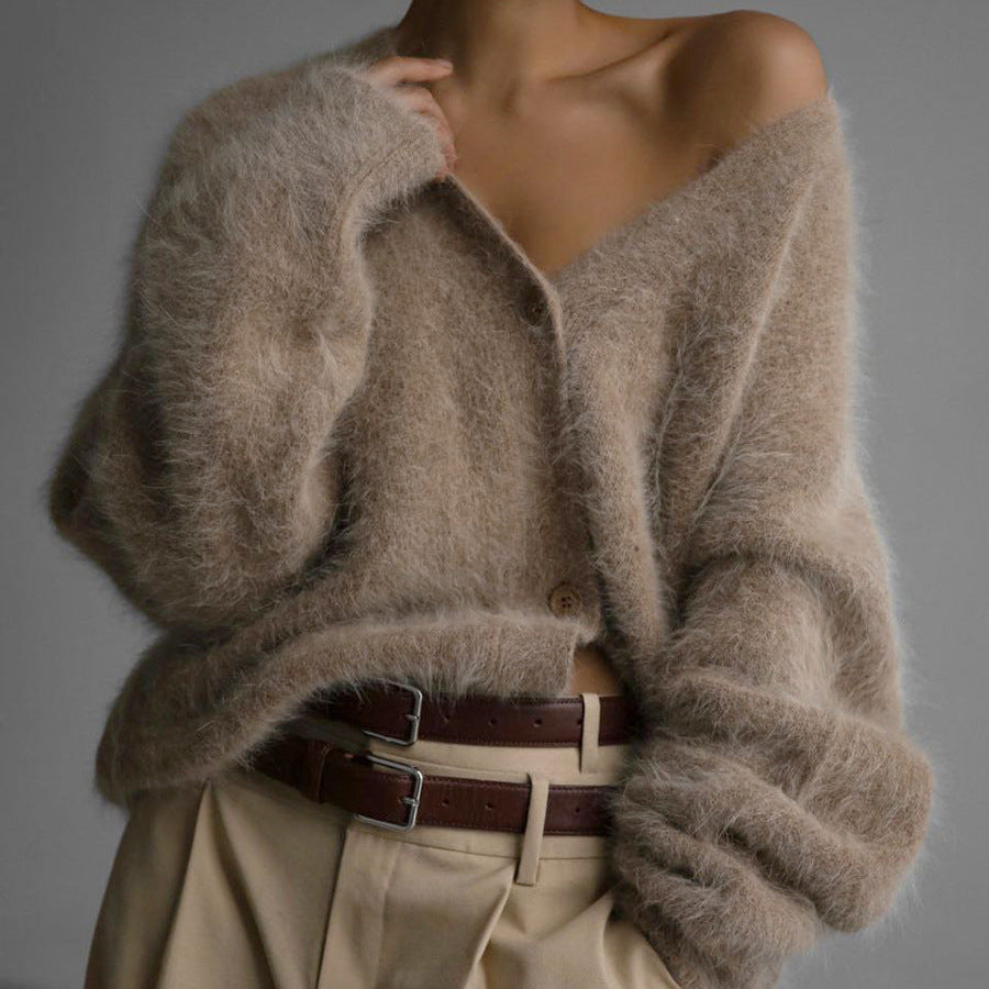 Rosgrove | Women - V-Neck Knitted Cardigan - Relaxed Fit
