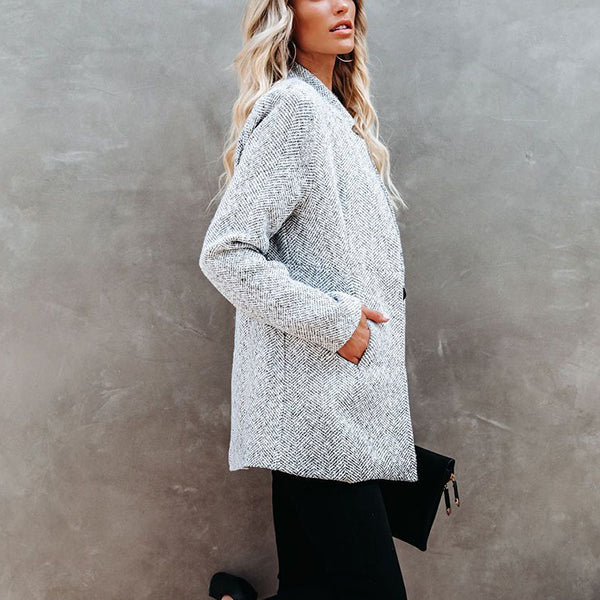 Rosgrove | Women - Light Grey Longline Coat - Casual Style