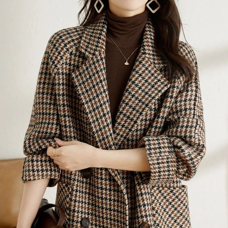 Rosgrove | Women - Classic Long Checkered Blazer - Autumn Style