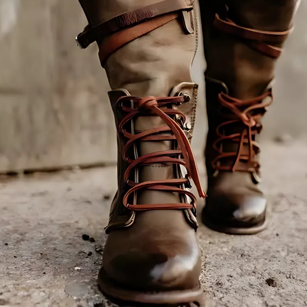 Rosgrove | Women - Mid-Calf Lace-Up Boots - Buckle Strap