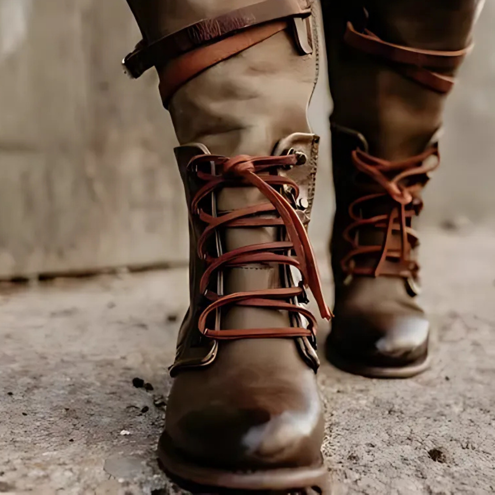 Rosgrove | Women - Mid-Calf Lace-Up Boots - Buckle Strap