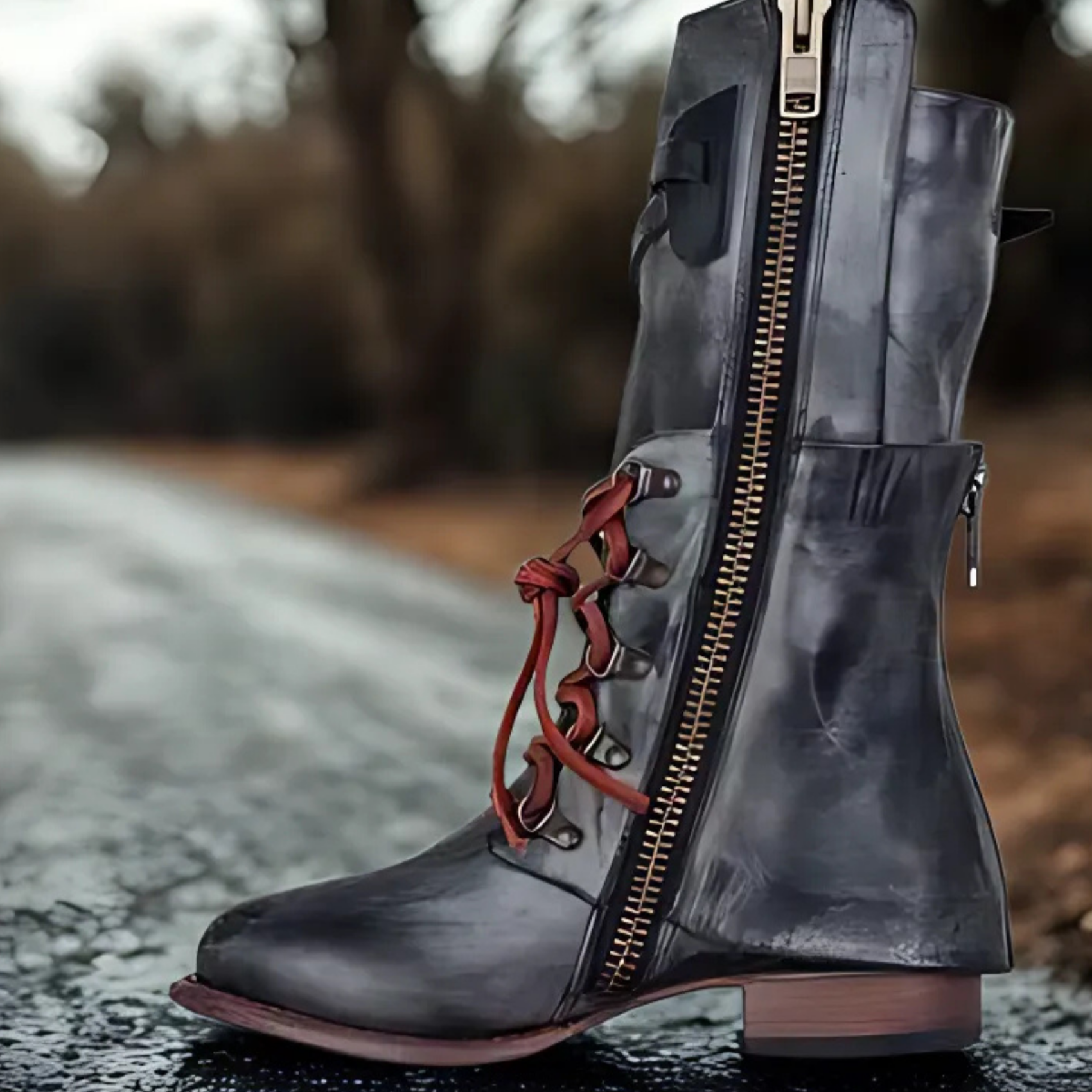 Rosgrove | Women - Mid-Calf Lace-Up Boots - Buckle Strap