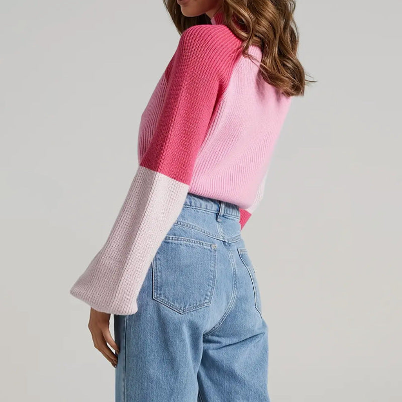 Rosgrove | Women - Oversized Cropped Pullover Jumper - Ribbed Knit
