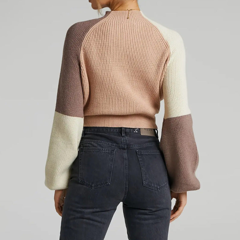 Rosgrove | Women - Oversized Cropped Pullover Jumper - Ribbed Knit