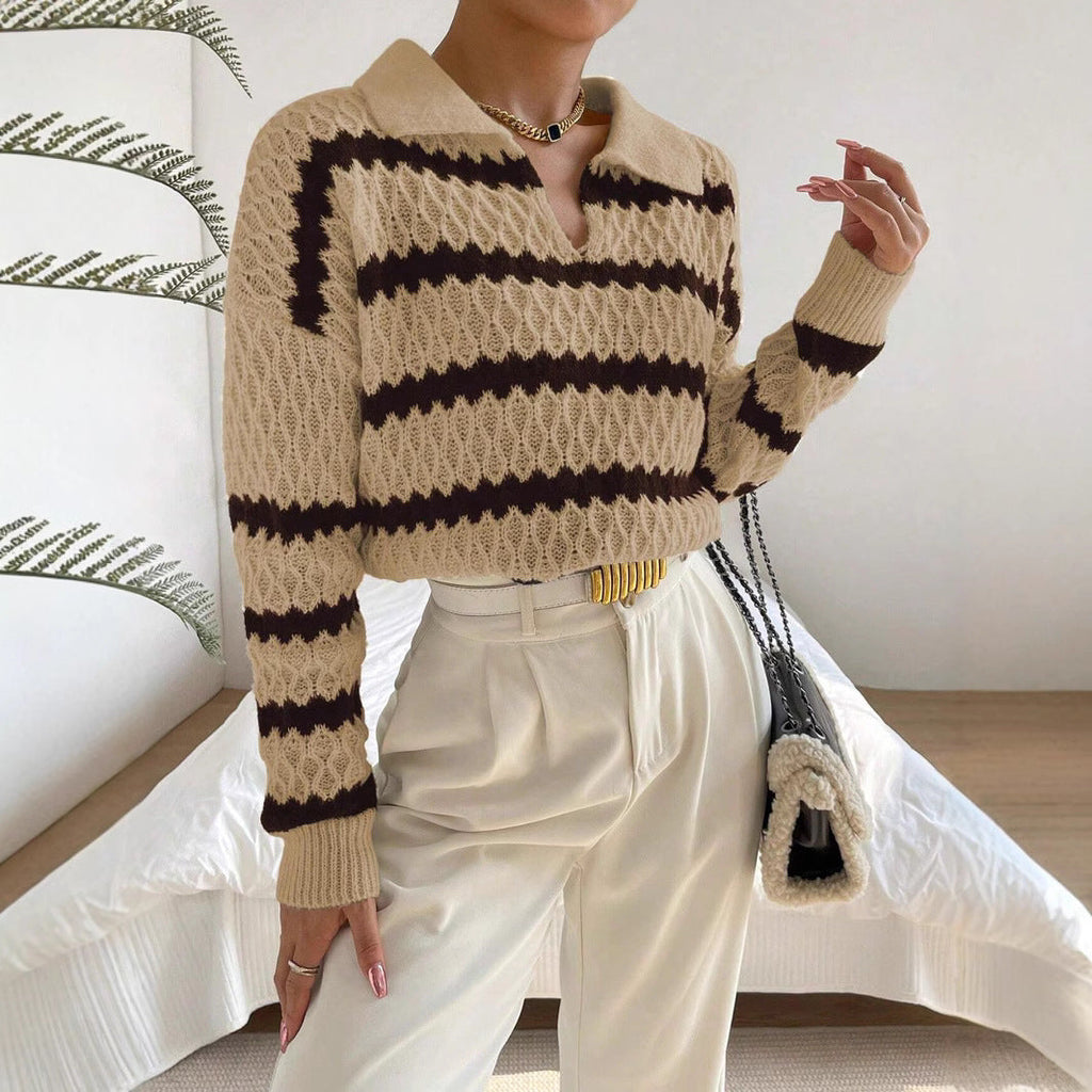 Rosgrove | Women - Chunky Knit Jumper - Striped Polo