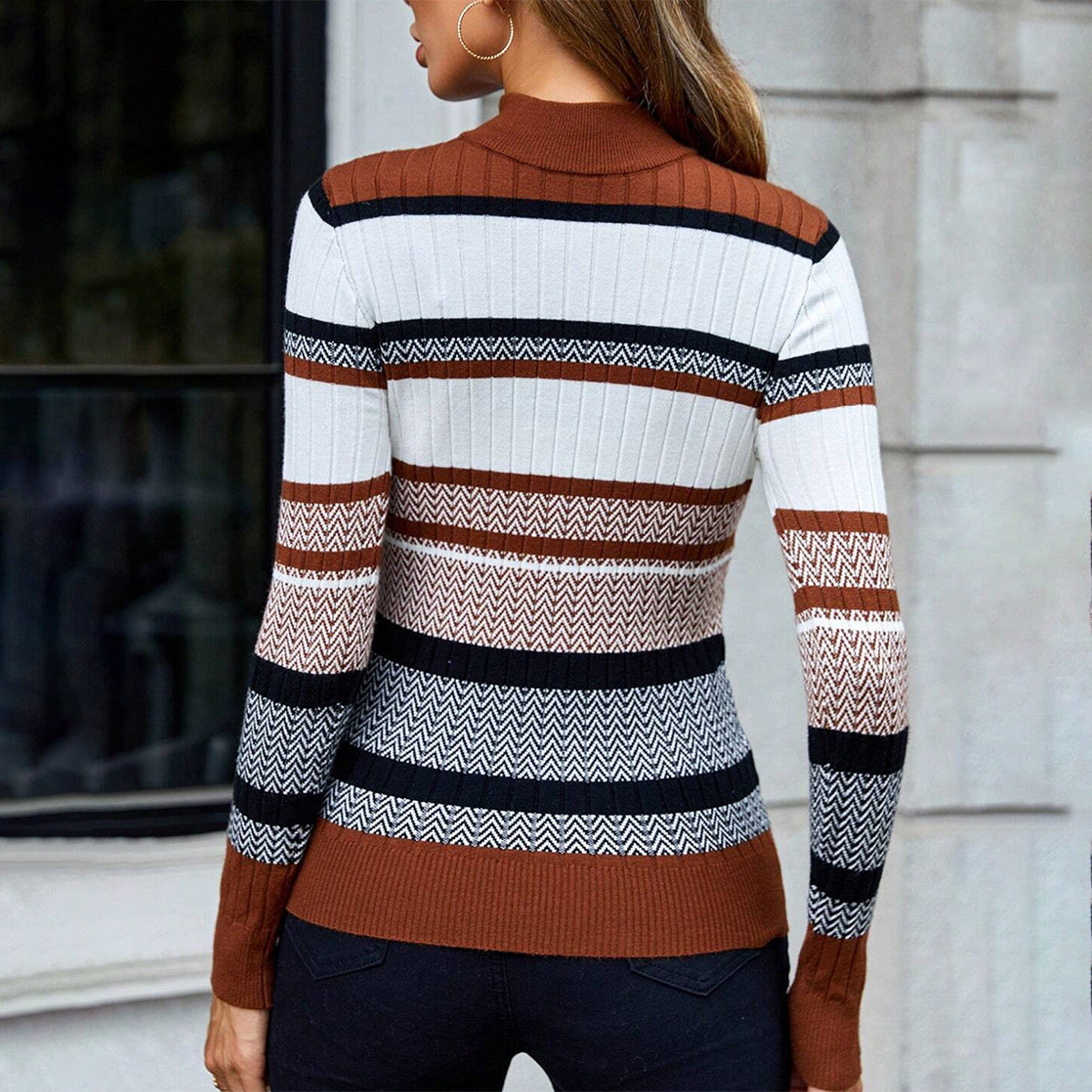 Rosgrove | Women - Slim Fit Knit Jumper - Striped Design