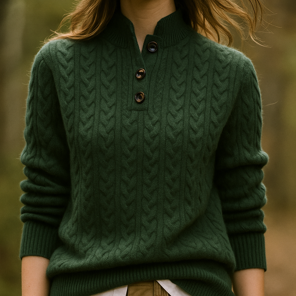 Rosgrove | Women - Cable Knit Pullover Sweatshirt - Funnel Neck