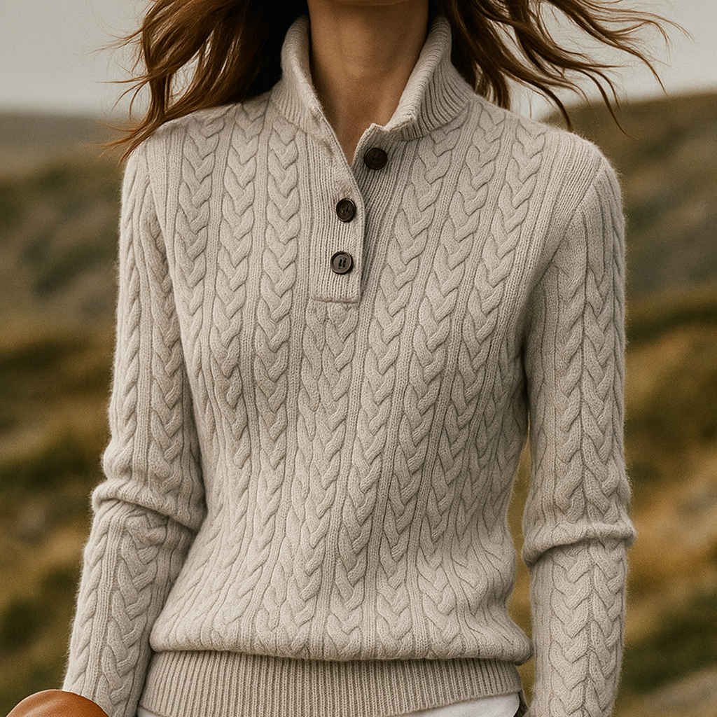 Rosgrove | Women - Cable Knit Pullover Sweatshirt - Funnel Neck