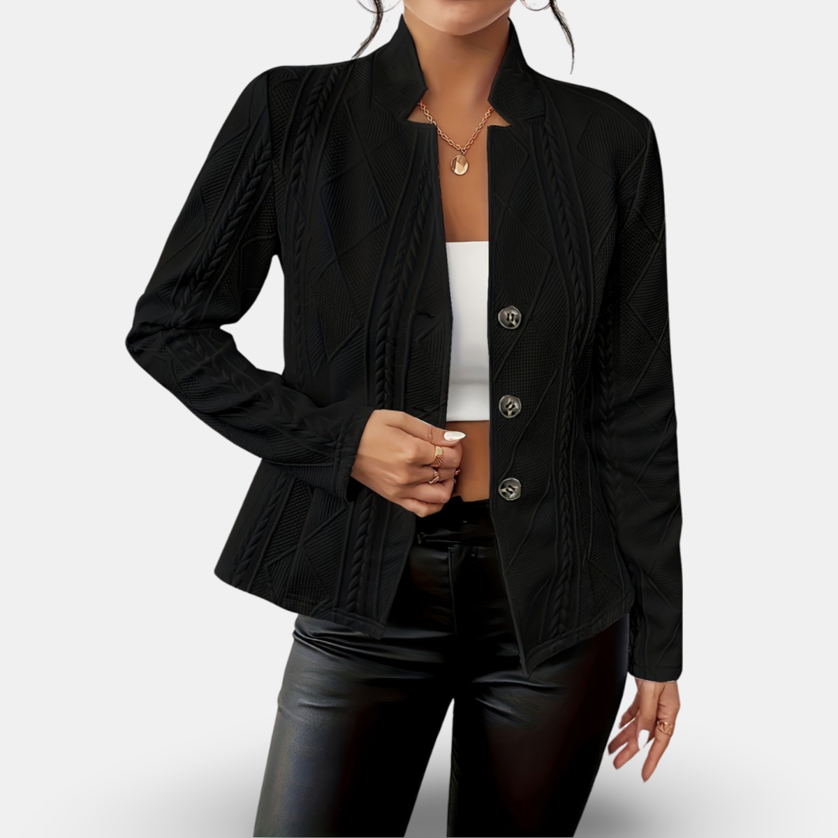 Rosgrove | Women - Textured Geometric Blazer - Tailored Fit